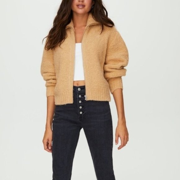 Aritzia Wilfred Marilyn Alpaca Wool Zip Up  Cardigan Sweater Sanders Sz Medium - Picture 3 of 9